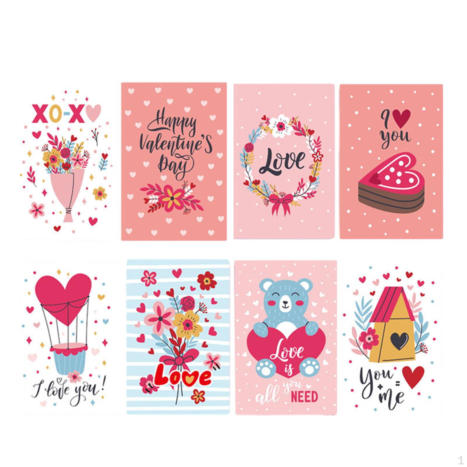 

8 Pieces Valentine s Day Cards Party Favors Hearts Romantic Cards, Exchange Style B