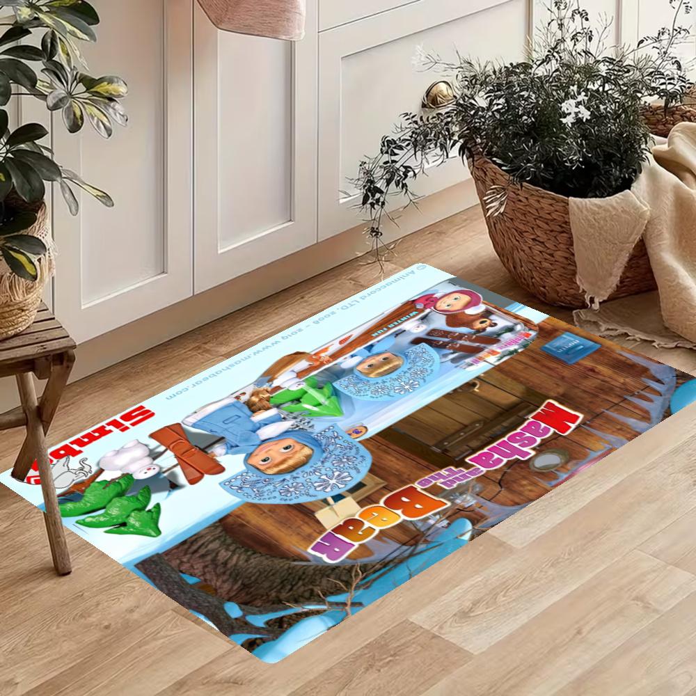 Masha Bear Kitchen Carpet Nonslip Floor Mat Ideal For Indoor And Outdoor Entryway Door Mat Laundry Room Bathroom Foot Mat