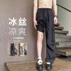 Ice silk overalls men's summer thin drape and thin loose sweatpants American trend casual multi-pocket pants