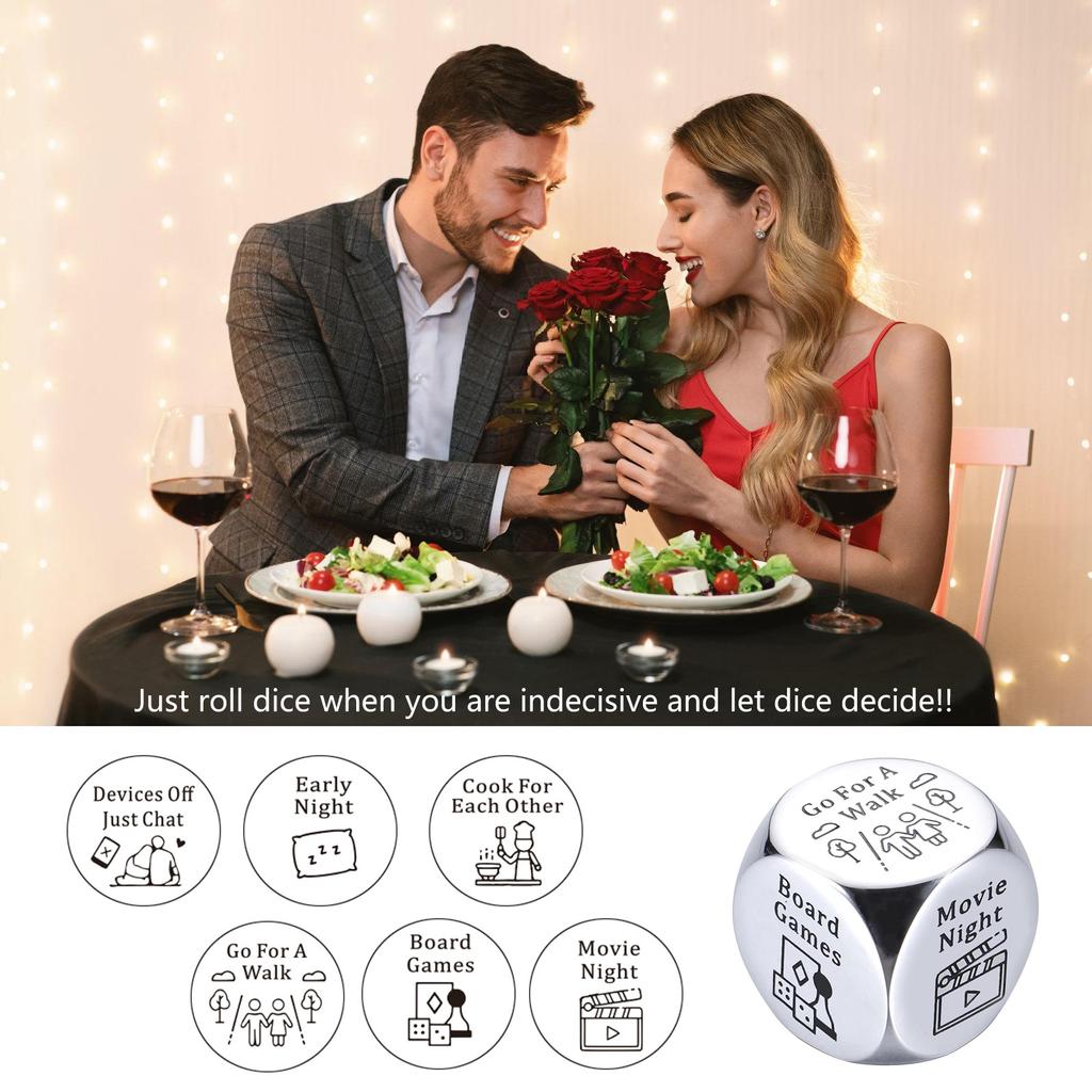 Stahlwürfel für unvergesslichen Date-Night-Spaß Romantisches Paargeschenk für Freund Freundin Ehefrau Ehemann Metall Dating-Würfel