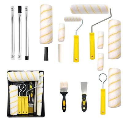 Paint Roller Set with Telescoping Pole Up To Microfiber Sponge Roller for and Indoor and Wall and Ceiling Professional High Even Coating 16-Piece