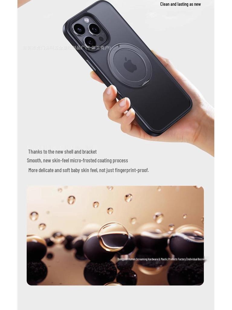 Apple iPhone 16 Pro Max Manyetik Döner Standlı Kılıf - Deri Hissiyatlı Koruyucu Kapak IP17