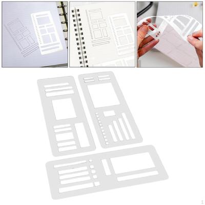 3 Pieces Flexible Record Templates Planner Stencil Set Handmade Versatile Stencils Drafting Tools