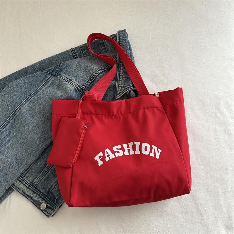 

Высококачественная вместительная холщовая сумка для женщин 2025 года, новая модная и универсальная модная сумка-шоппер красный