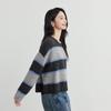 Elva' Island Women's Striped Drop-Shoulder Wool Sweater