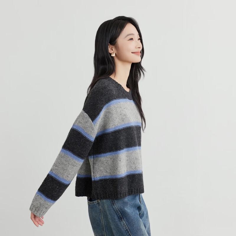 Elva' Island Women's Striped Drop-Shoulder Wool Sweater