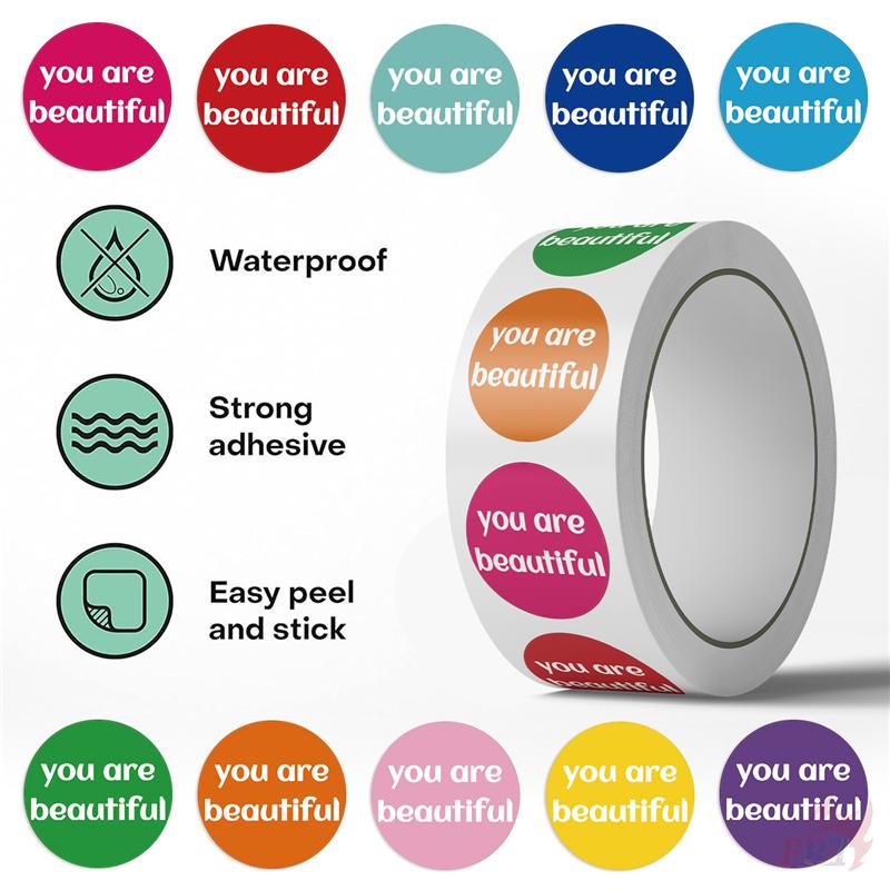 500Pcs/Roll Colorful Labels. You Are Beautiful Kids Rewards Stickers - DIY Scrapbooks Album Decor Sealing Label Decals