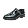 Large Size Pin Buckle Versatile Shoes Men's 2025 Spring and Autumn New Patent Leather Glossy Leather Shoes Size 46 Hairstylist Casual Shoes