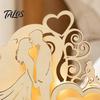 Wedding Souvenir for Bride And Groom Wooden Couple Ornaments with LED Lights, Romantic Statue Heart Night Light Bedroom Design, Warm Glow Tabletop