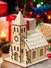3Pcs Christmas LED Light Wooden Houses Shining Cabin Wooden Christmas Gifts Decor Merry Christmas Decorations Kid Gift New Year