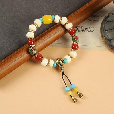 Xizang Nepal Yak Bone Bracelet Tibetan Turquoise Buddha Beads Men's and Women's Retro Tibetan Exotic Wind Bracelet
