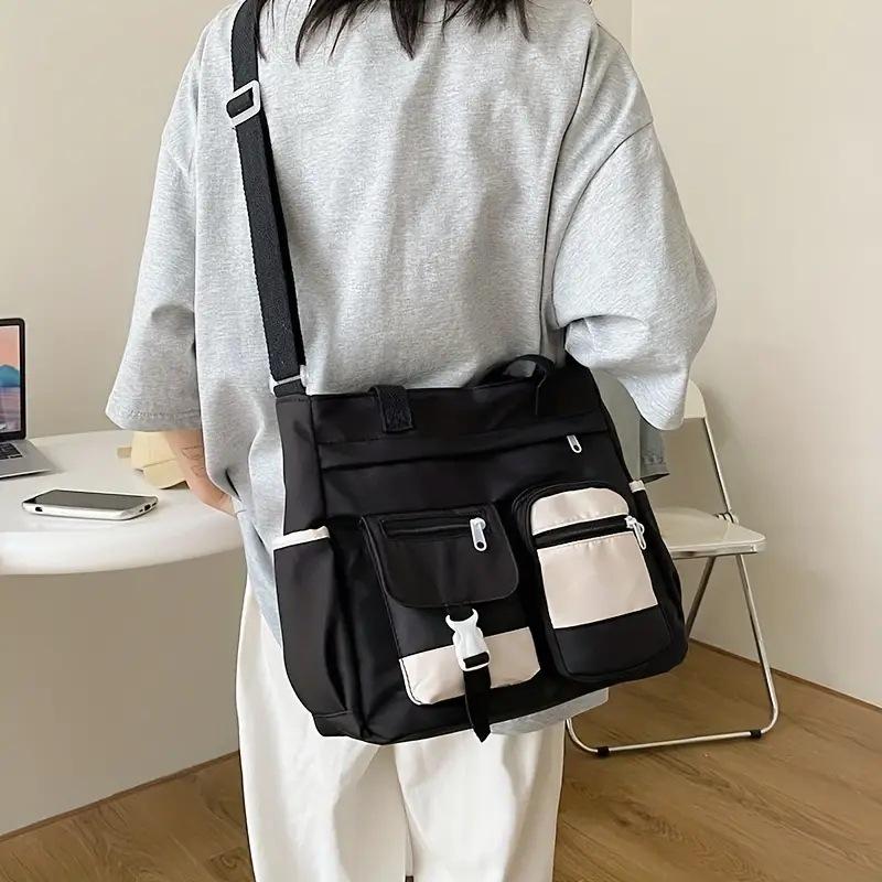 Elegante Bolso de Mano de Nailon Chic para Mujer Bolso Tote Cruzado al Hombro Diseño Espacioso con Múltiples Bolsillos Ideal para Estudiante Trabajo Viajes