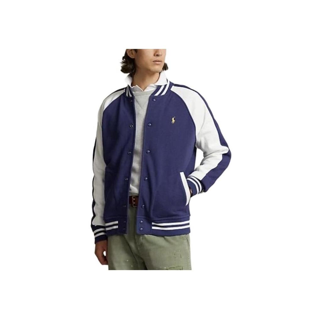 Polo Ralph Lauren FW23 Logo Embroidered Stripe Single-Breasted Casual Jacket Men Jackets Deep-Cobalt-Blue 710926910-001