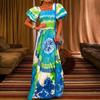 Women's Summer Bubble Sleeve Digital Printed Loose Long Dresses