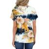 Women's Summer Fashion Casual Print V Neck Short Sleeve Top Blouse