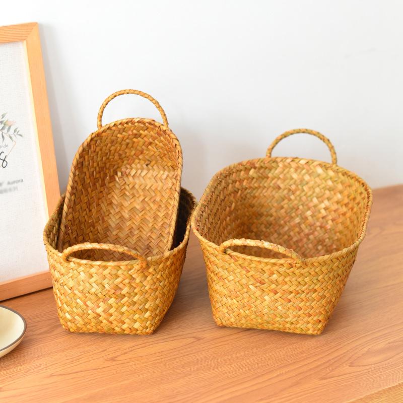 Rustic Woven Rattan Fruit & Snack Organizer Basket