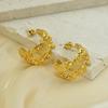 Elegant Retro C-Shaped Pleated Earrings: Light Luxury Stainless Steel Electroplated Design