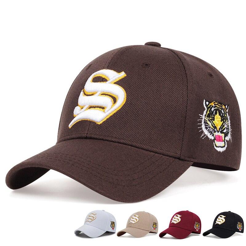 Fashion S Letter Side Tiger Embroidery Baseball Caps Spring and Autumn Outdoor Adjustable Casual Hats Sunscreen Hat