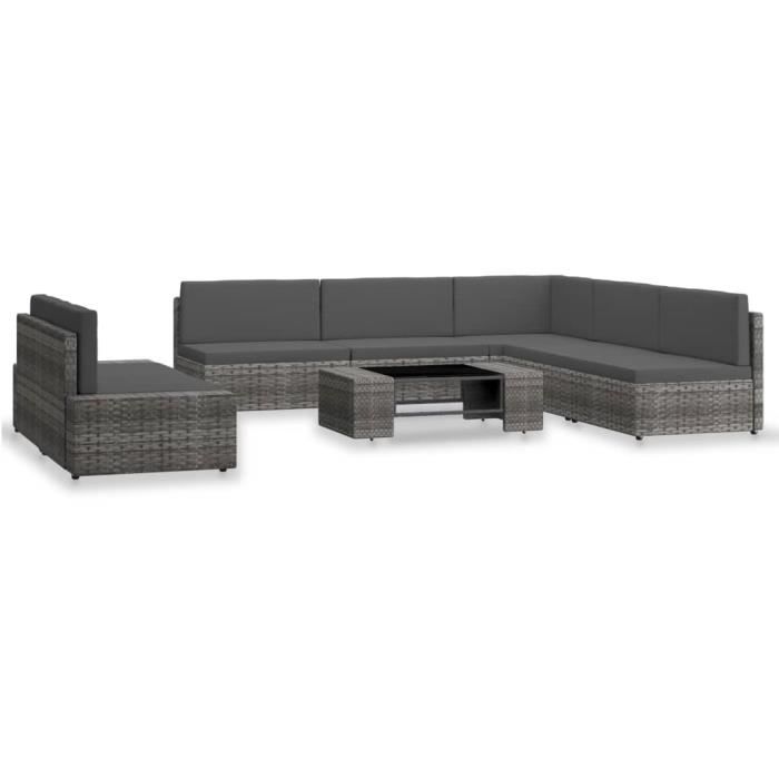 VidaXL Garden Furniture Set 7 Pcs Wicker Grey