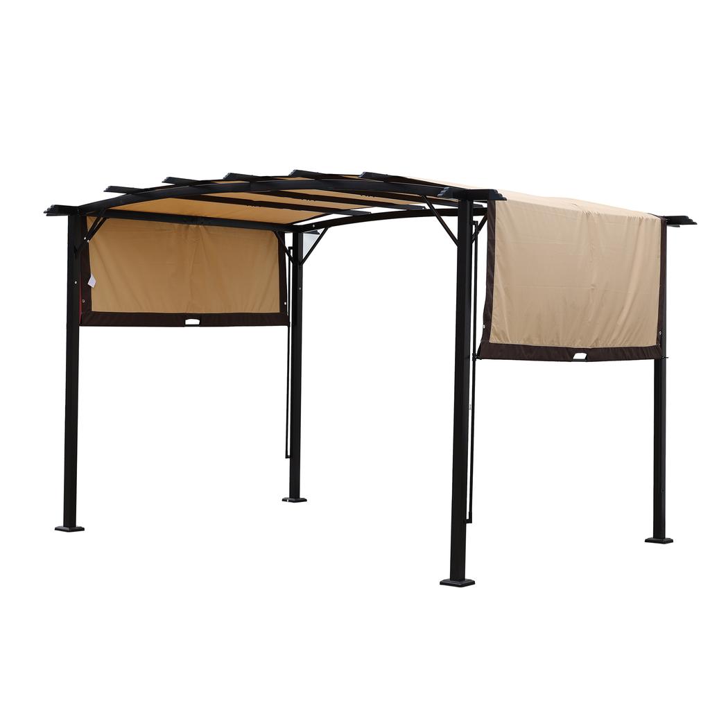 Replacement Roof for 12 x 9 Ft Curved Outdoor Pergola Construction, Waterproof Sun Protection Awning for Patio and Balcony, UV-Resistant (Beige)