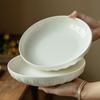 Retro Style Simple Ceramic Deep Plate High Sense Household Dish Round Pure White Restaurant Steak Pasta Plate Tableware