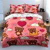 Cute Bear and Heart Pattern Bedding Duvet Cover Set  (1*Duvet Cover 2*Pillowcases, Without Duvet Insert)