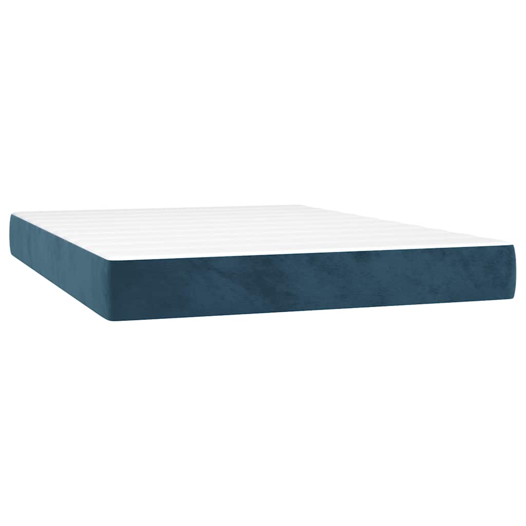 Box Spring Bed with Mattress Dark Blue 140 x 190 cm Velvet