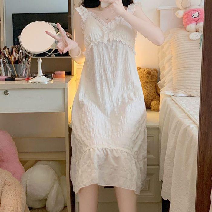 

Сладкая принцесса ночная сорочка, женская летняя пижама из облачного хлопка с нагрудными вкладышами XXL абрикосовый