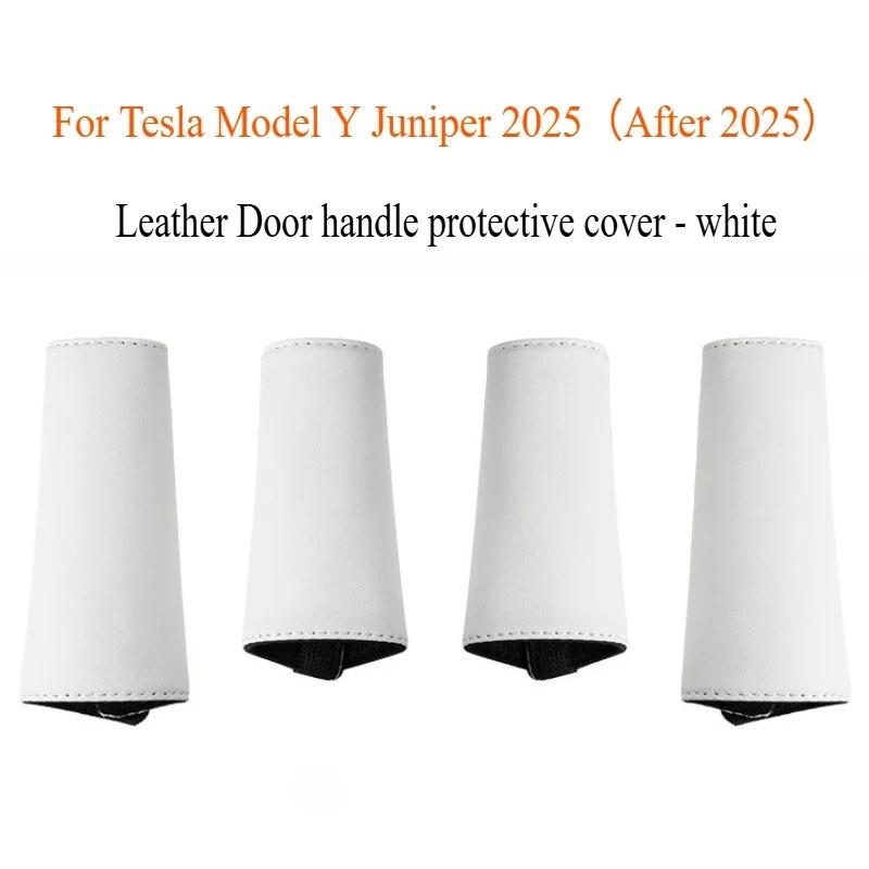 Door Inner Handle Protector Cover for Tesla Model 3 Model Y Juniper 2025 Leather Door Handle Gloves Car Interior Accessories