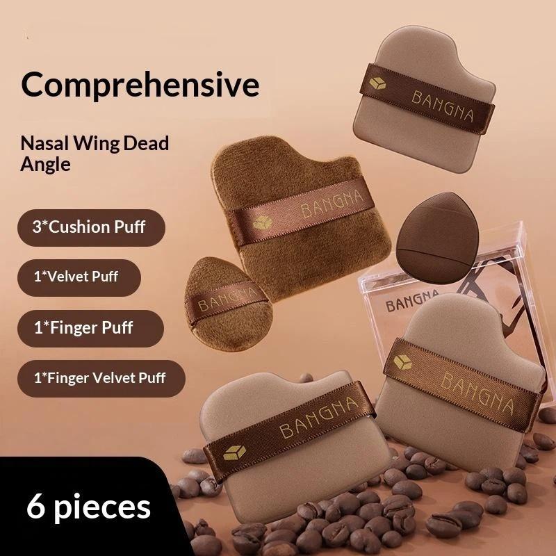 6Pcs Chocolate Biscuit Powder Puff Powder Free Air Cushion Wet And Dry Concealer Sponge Case Makeup Sponge