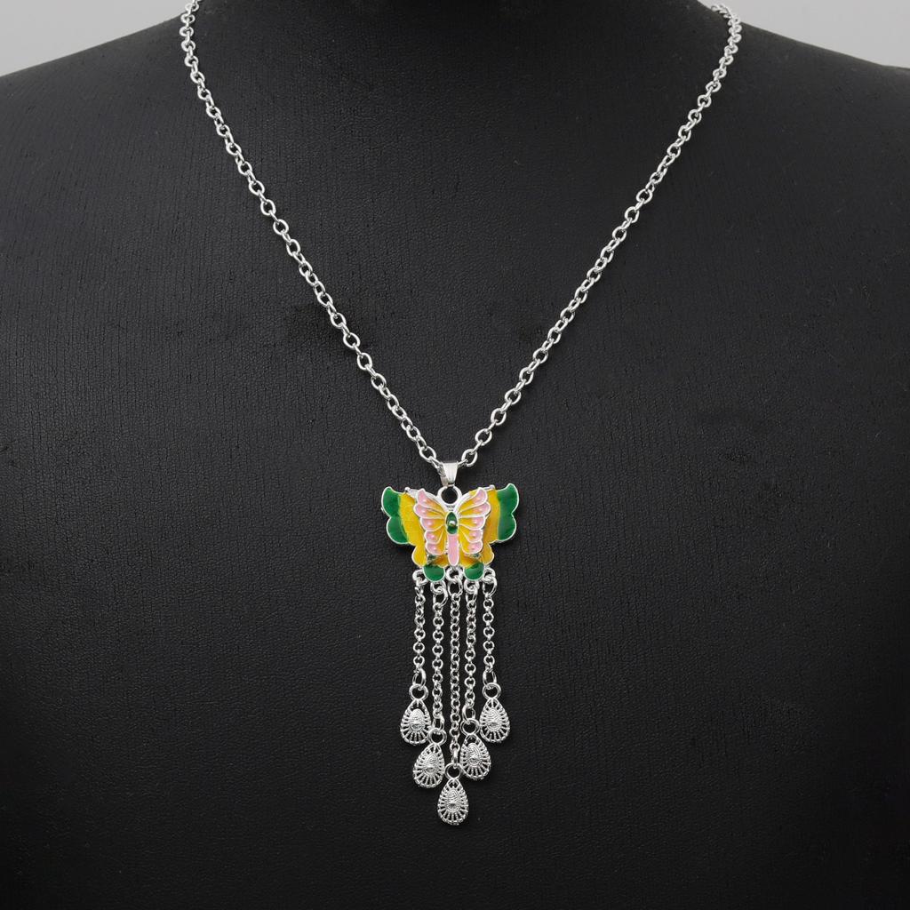 Bohemian Long Fringed Water Drop Earrings Retro Ethnic Style Earrings Women'S Colorful Butterfly Necklace Women'S