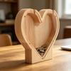Wooden Piggy Bank with Clear Window Heart Shape Coin Cash Container for Kids