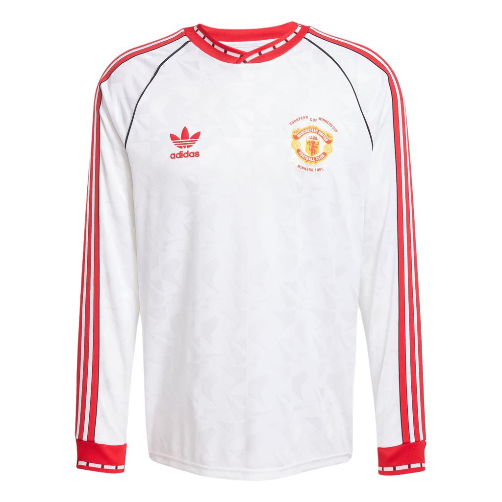 Adidas Originals Manchester SS25 United 91 Away Jersey Comfortable Fashion Versatile Long Sleeve Football Shirt Men Jersey White Red JF0375