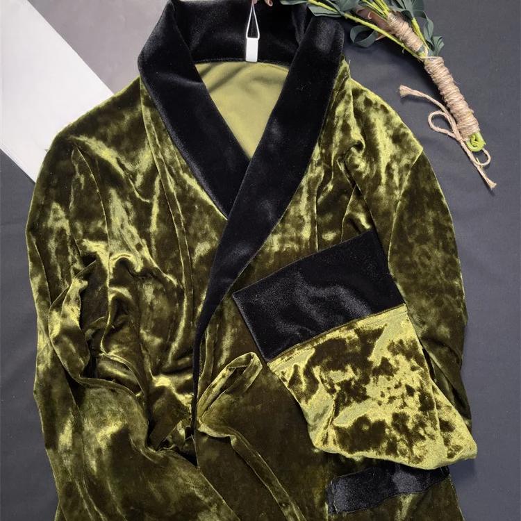 

Осенняя новая домашняя одежда, элегантная женская пижама с V-образным вырезом, костюм из золотого велюра, 2 предмета, домашняя одежда для женщин, повседневная домашняя одежда XL зелёный