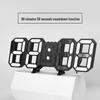 Large 3D LED Remote Control Wall Clock with Black Face, Can Hang or Stand, Korean Style