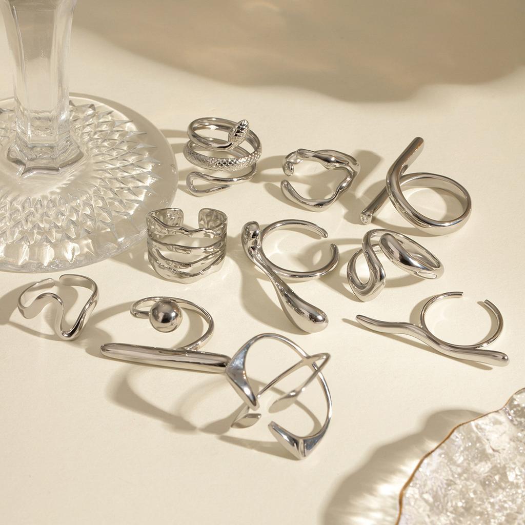 Stainless Steel Exaggerated Opening Ring, High-end Finger Ring, Titanium Steel Hand Accessory
