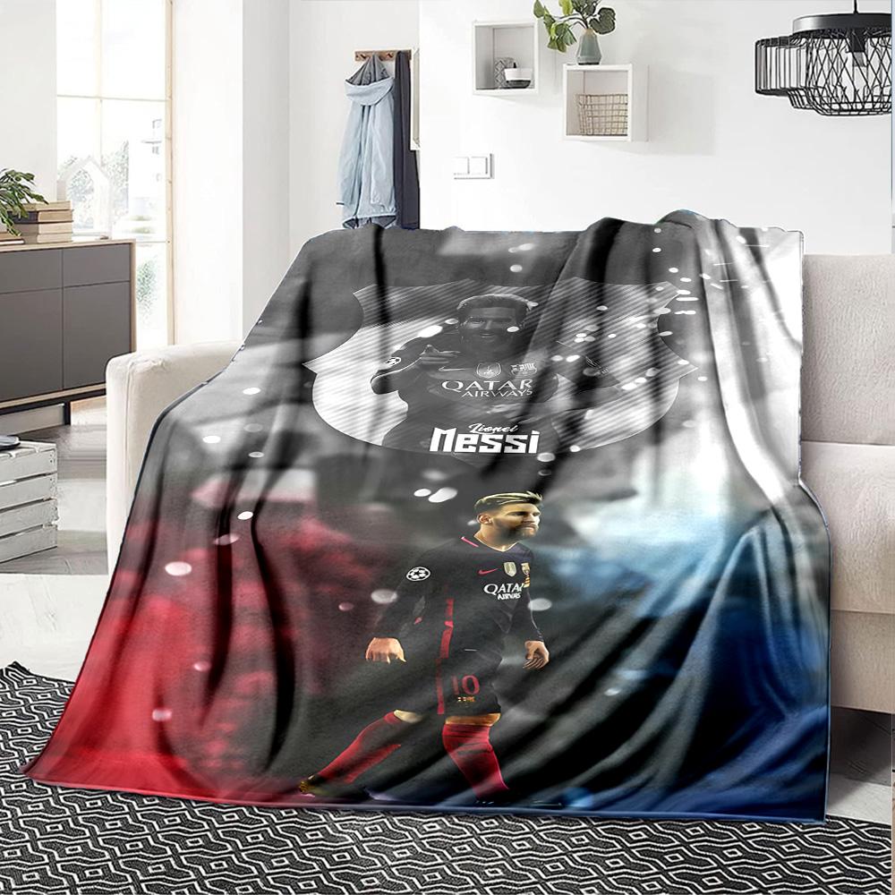 Leo Messi Artwork Blanket Ultra-Soft Great for Office Livingroom Sofa All-Season Use Playful Design Perfect Gift for Relatives and Friends