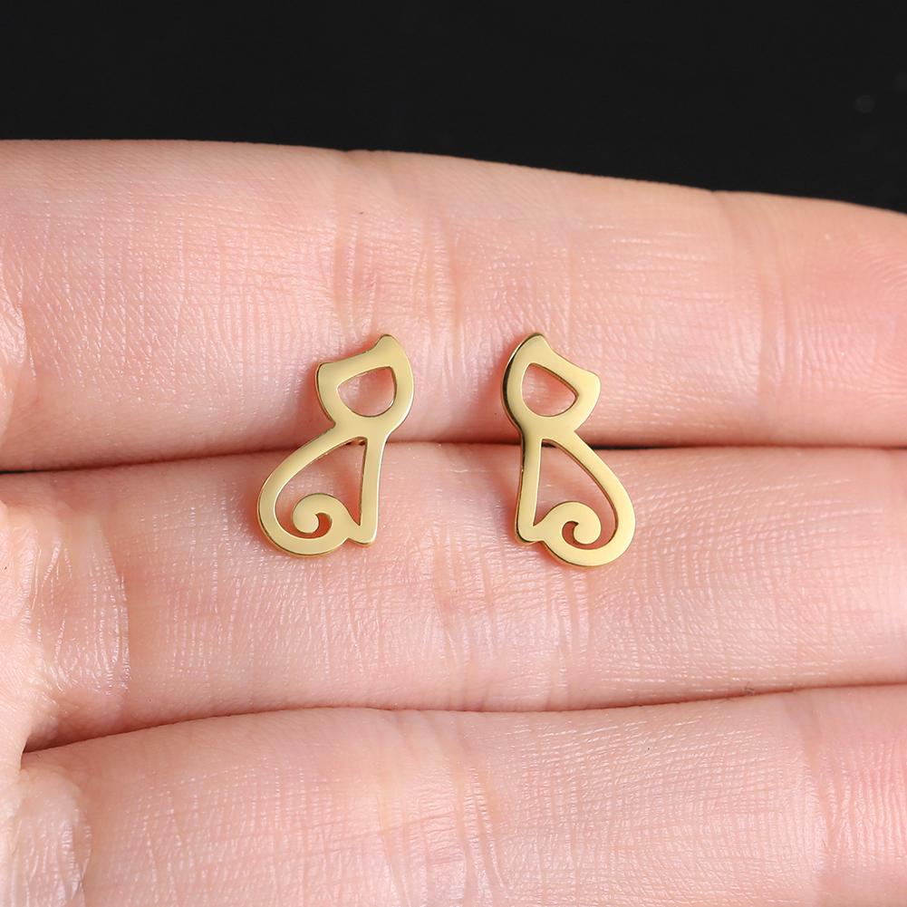 Cazador Cute Cat and Fish Bone Stud Earring Women Small Piercing Earrings Stainless Steel Jewelry Mother Gift 2026 Trend