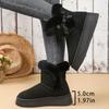 Winter New Snow Cotton Boots Women's Thick-soled Bow Short Tube Piled Thickened Warm Non-slip Cotton Boots