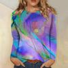 Women's Basic Long-sleeved T-shirt, Round Neck, Leaf Print, Plain Top, Everyday Pullover, Party Gift, Versatile T-shirt