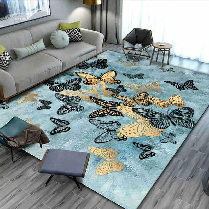 Schmetterling Pfau Wohnzimmer Teppich Bunt Dekorative Fußmatte für Schlafzimmer Veranda Küche Geschäft Rutschfest Sofa Couchtisch Teppich