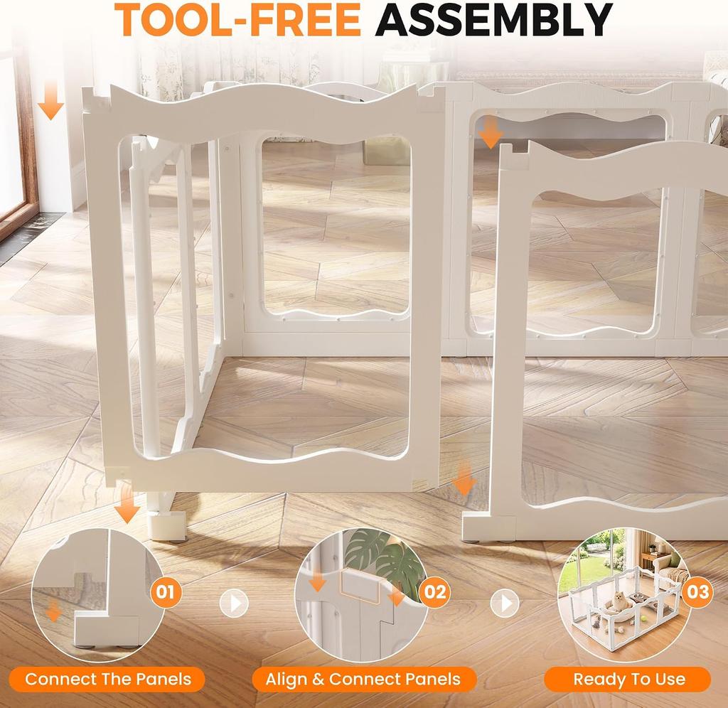 YODOLLA Acrylic Puppy Pen Indoor Dog Playpen 10 Panels 104 x 154 x 60cm