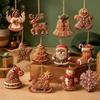 Weihnachtsgeschäft Fensterdekorationen Holz Lebkuchenstil Ornamente mit natürlicher Hanfschnur, Retro Festliche Hängende Weihnachtsbaum Anhänger für Zuhause