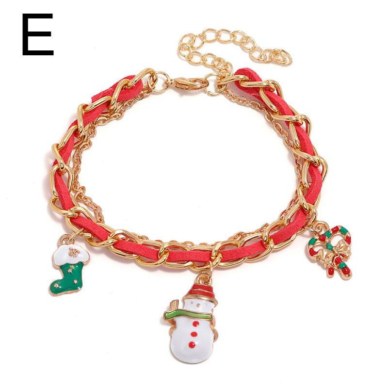 Christmas Reindeer Bracelet Santa Claus Bells Hat Gloves Xmas Tree Pendants Jewelry