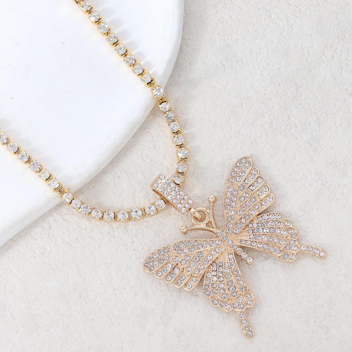 

Модное ожерелье-чокер с подвеской-бабочкой - Женский хип-хоп уличный стиль с инкрустированными бриллиантами