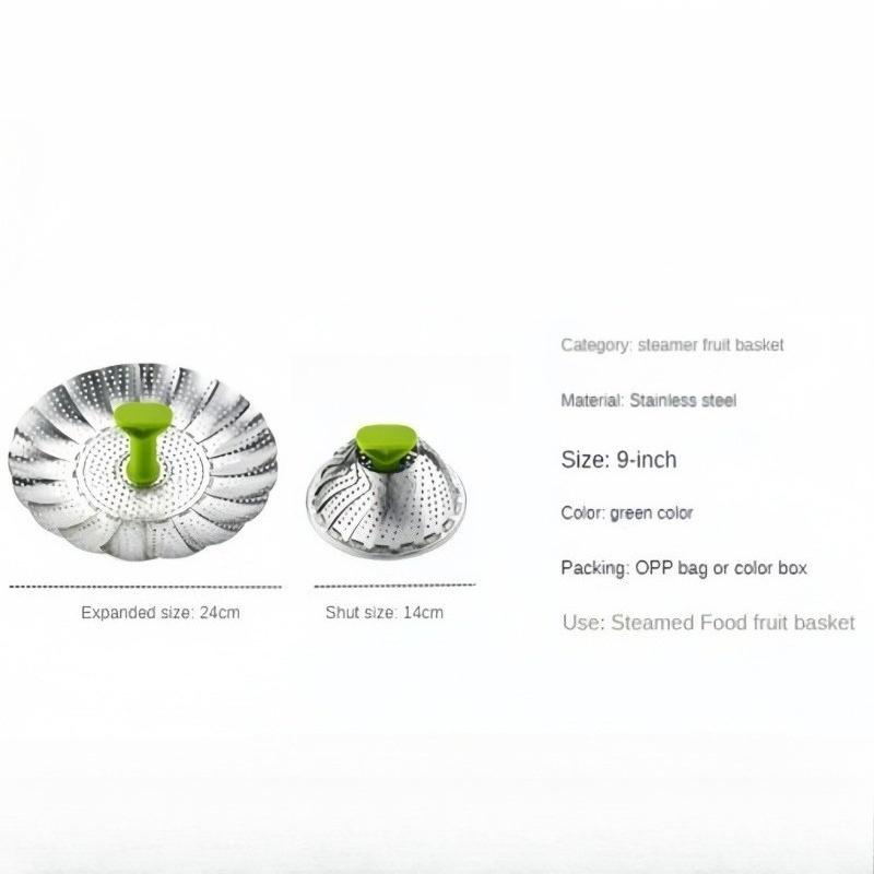 9Inches Stainless Steel Lotus Steaming Tray Pot Rack Foldable Food Steamer Kitchen Fruit Drain Basket Cooking Accessories