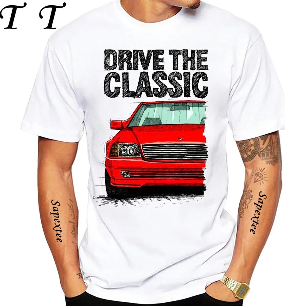 New Men Short Sleeve Drive The Classic Germany Old W123 W124 R129 TShirt Hip Hop Boy Casual White Tops 70s Vintage Car Tees