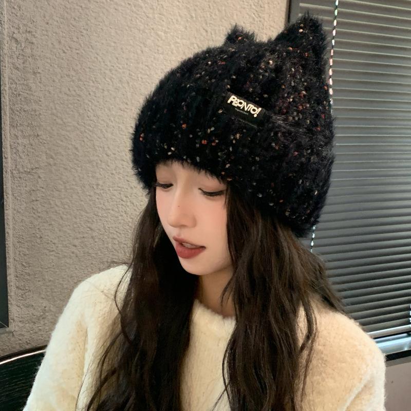 Hat Female Sweet Knitted Hat Small Versatile Cold Warm Ear Protector Hat Wool Pullover Hat Tide