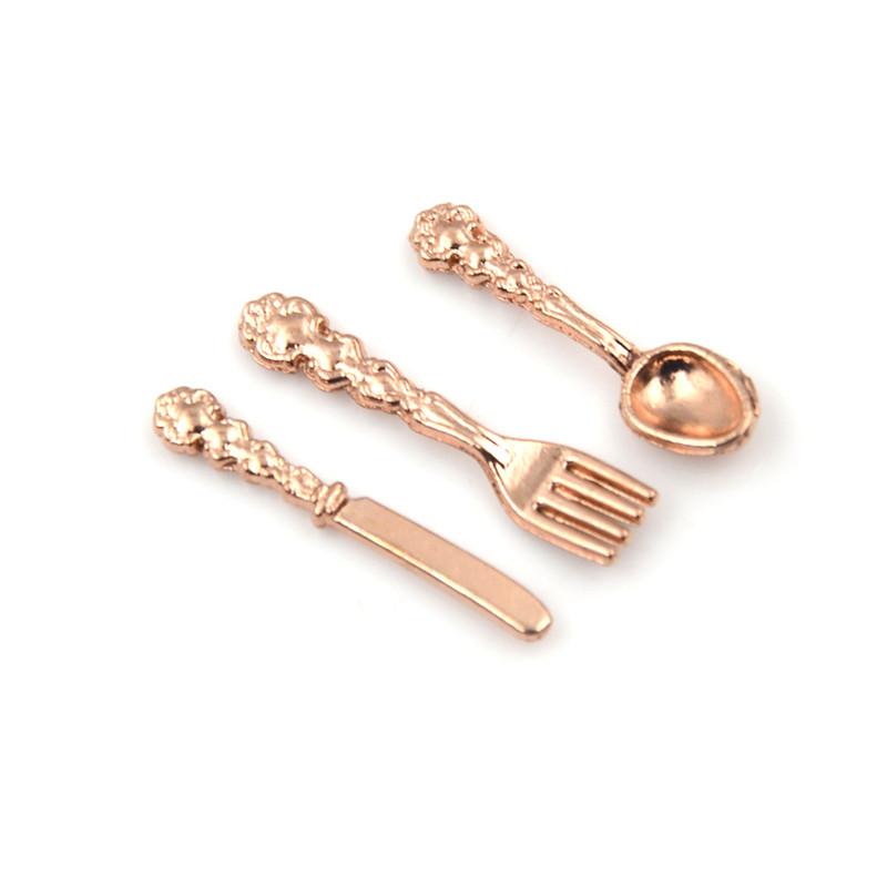 12Pcs 1:12 Dollhouse Miniature Fork Knife Soup Tableware Kitchen Furniture Toys