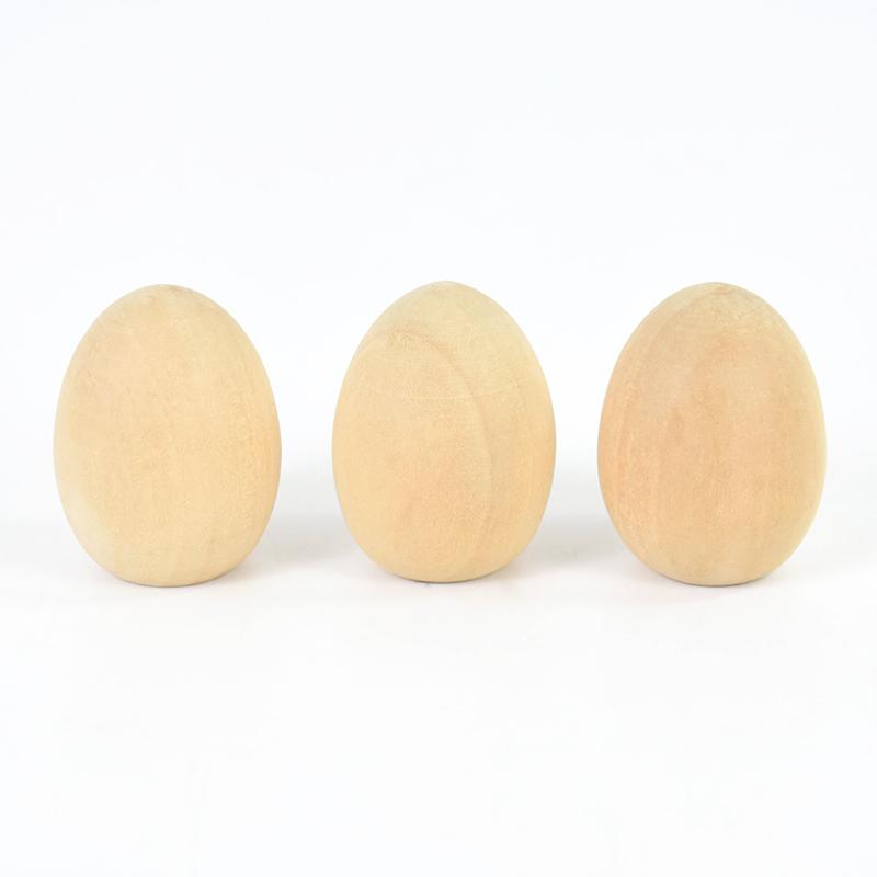 5Pcs Wooden Eggs DIY Craft Ornament 2025 Happy Easter Party Home Decoration Supplies Kids Favors Handmade Gift Basket Filler